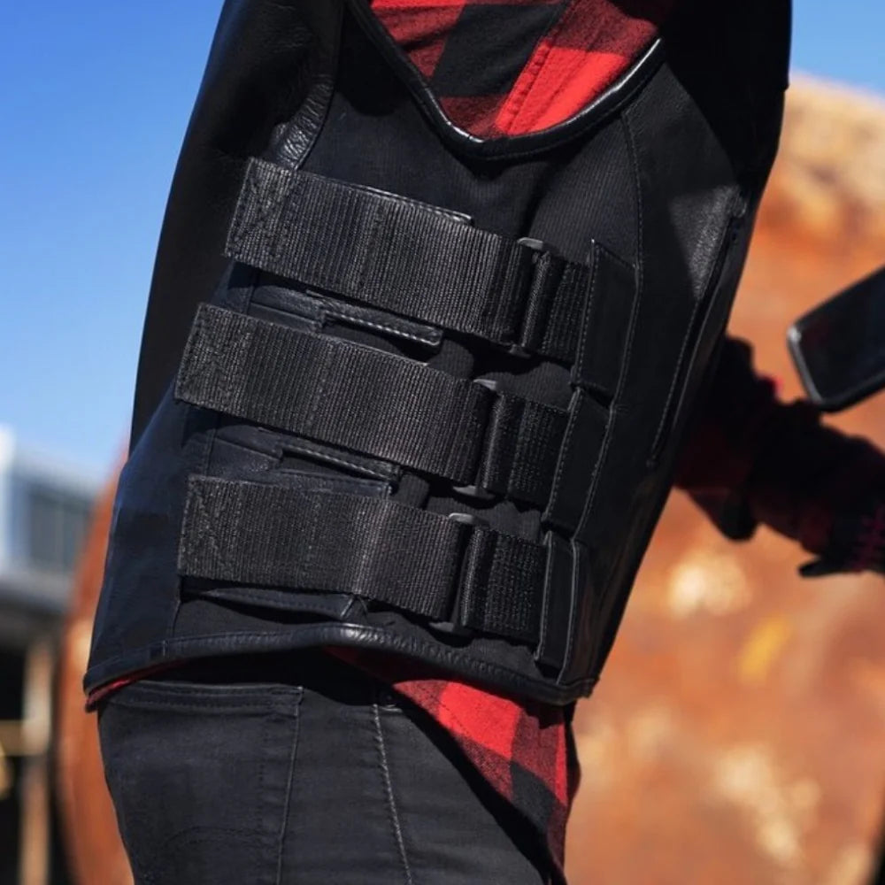 Side view of man in Commando Swat Vest, highlighting fit and side adjustments.