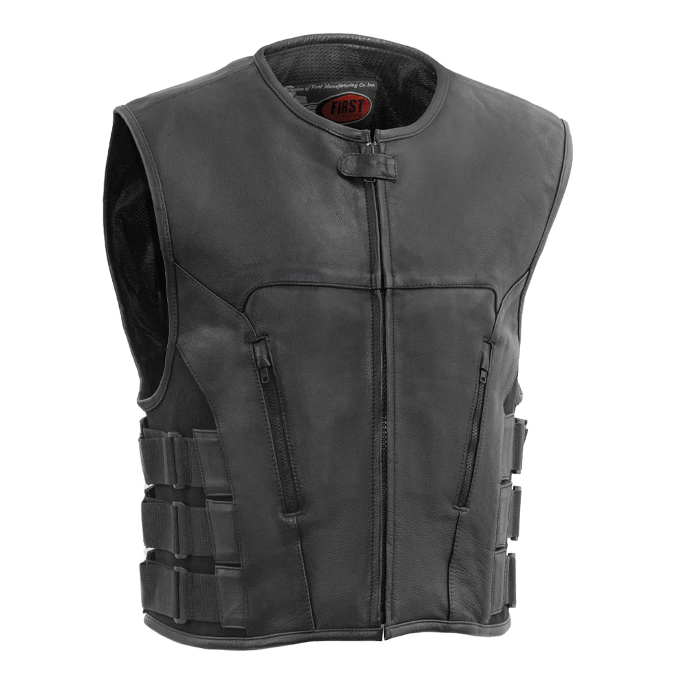  Front of Commando Men's Swat Style Vest with zipper and utility pockets.