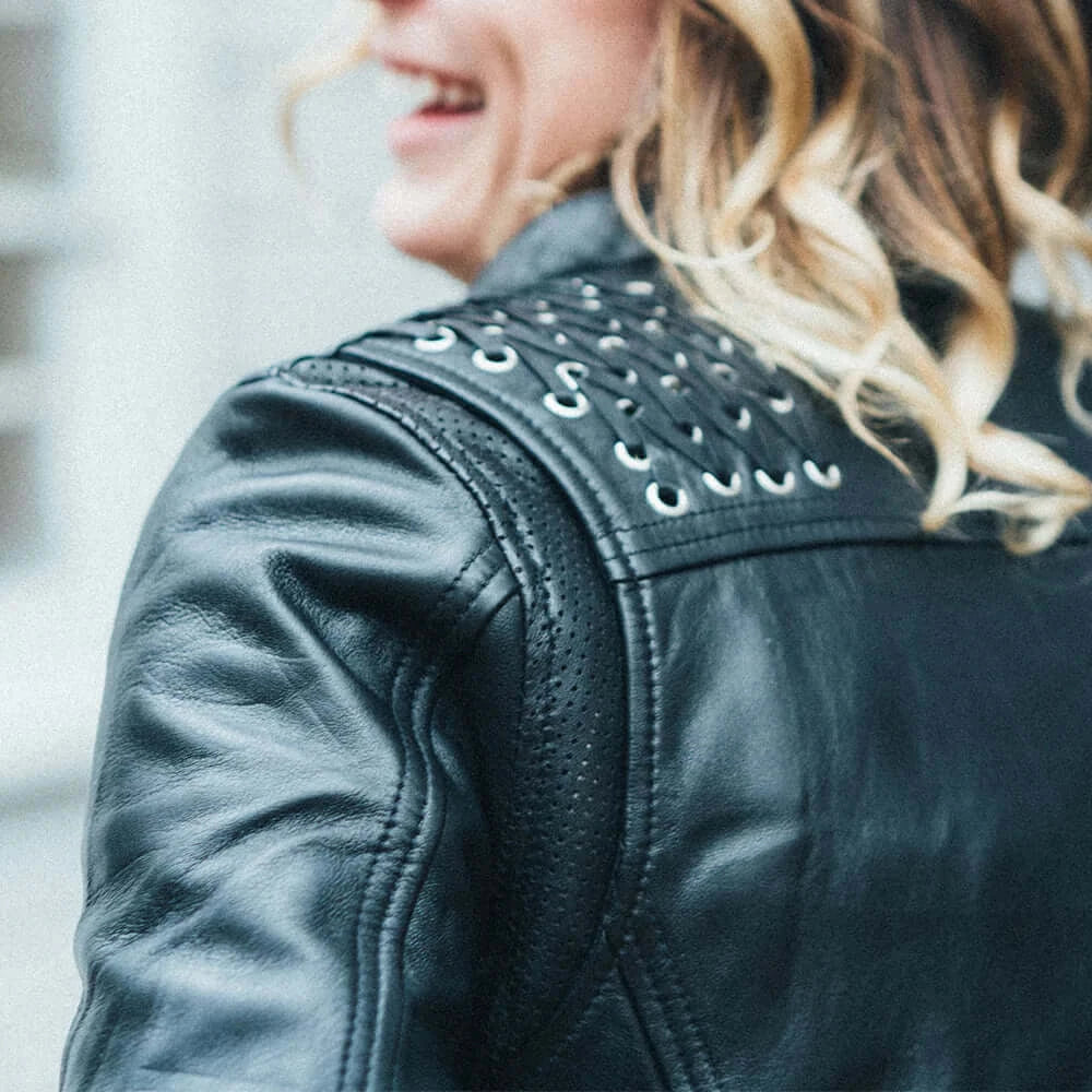Black Widow Women's Leather Motorcycle Jacket