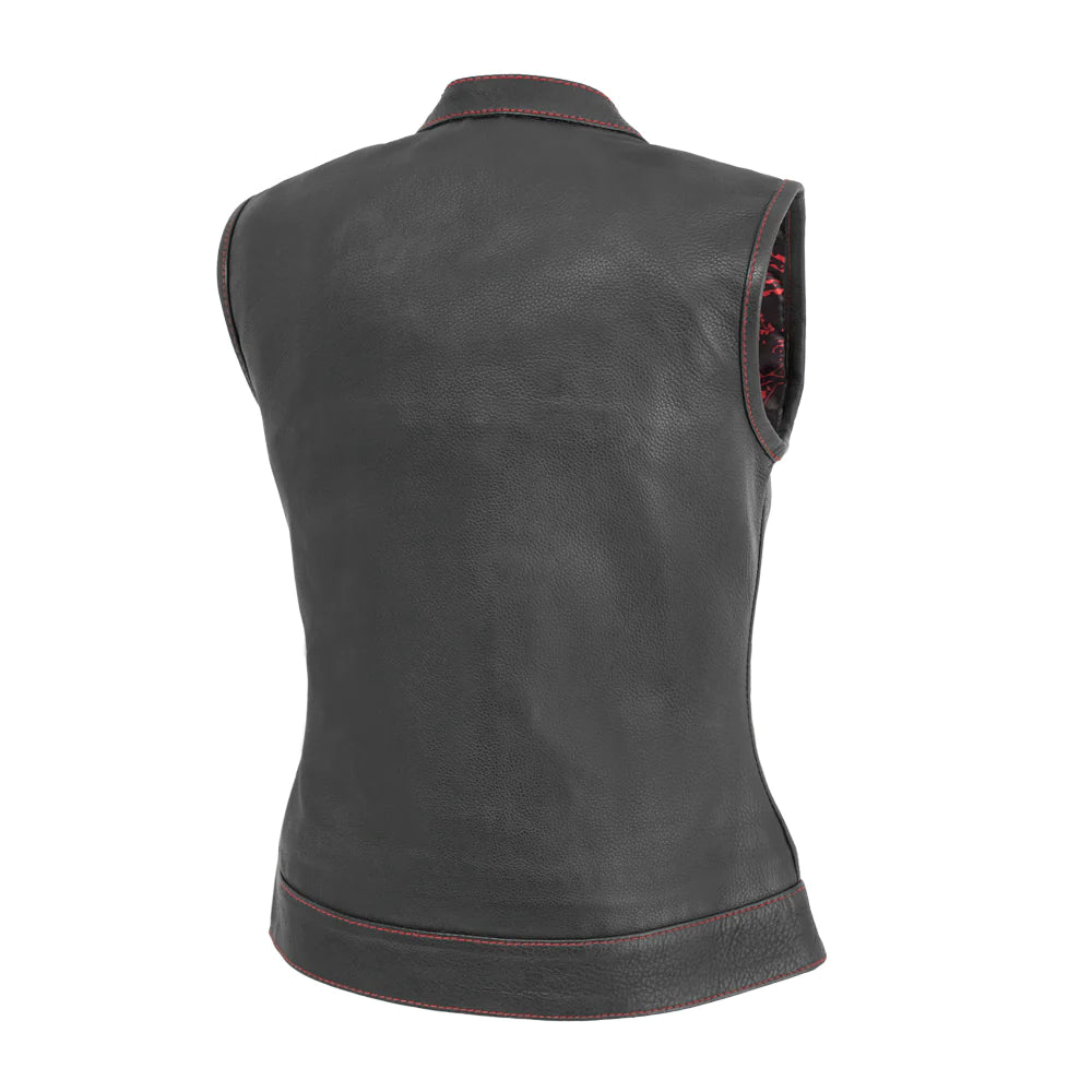 Back View o Jessica Vest: Access Panels, Red Stitching,