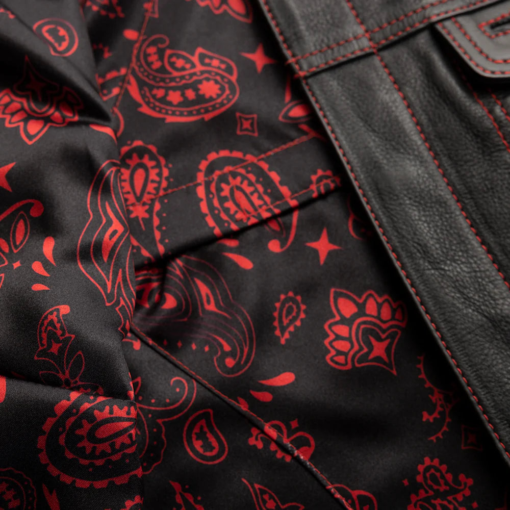 Jessica Vest: Red Stitching, Paisley Liner