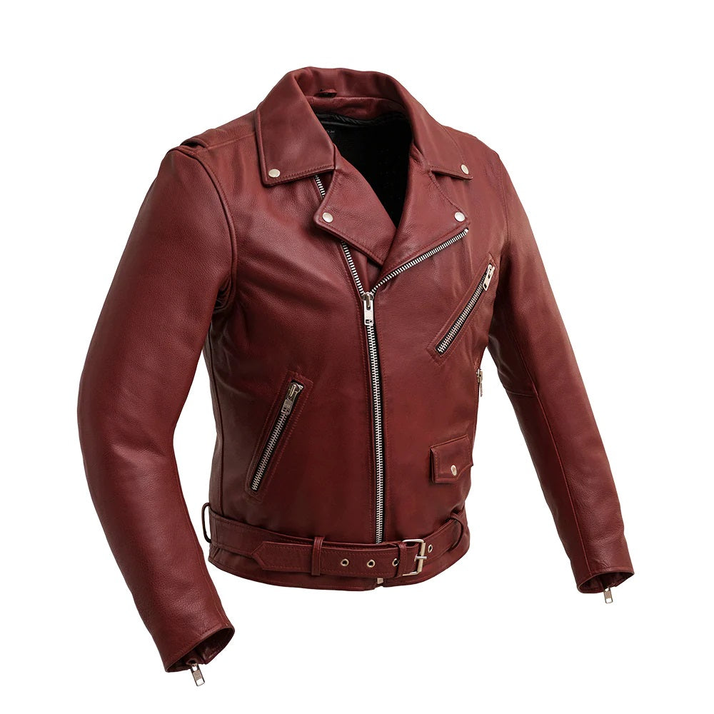 "Fillmore Men's Motorcycle Jacket - Front view, classic design, concealed carry pockets."