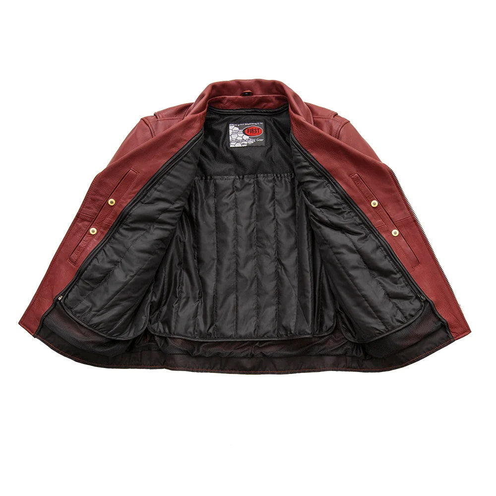  "Fillmore Men's Motorcycle Jacket - Open front view, revealing classic style and functional design