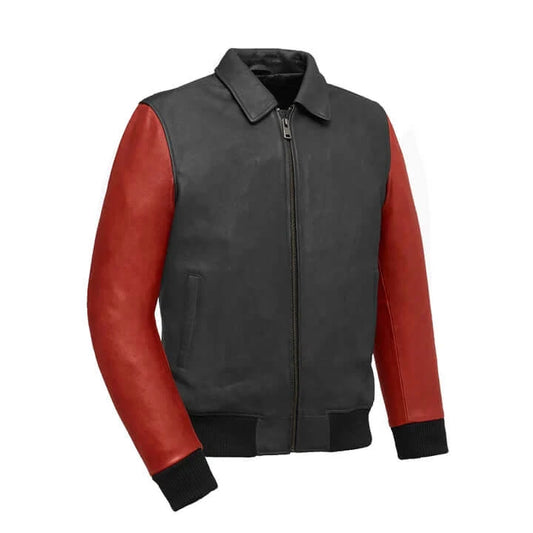 Moto Bomber Two Tone - Men's Leather Jacket front view