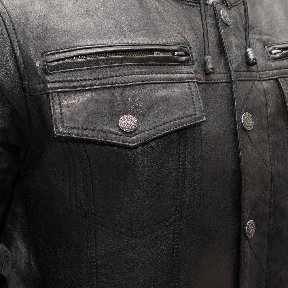 Vendetta Leather Jacket | Motorcycle Pocket Close-Up