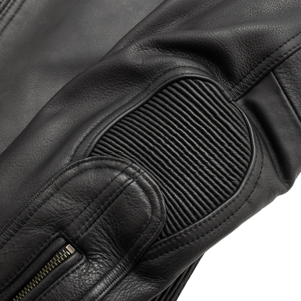 "Elbow Detail: Durable Construction of Nemesis Motorcycle Jacket