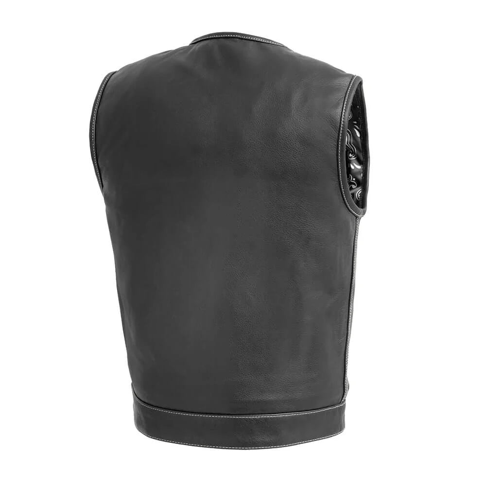 Bandit Men's Leather Motorcycle Vest Back View