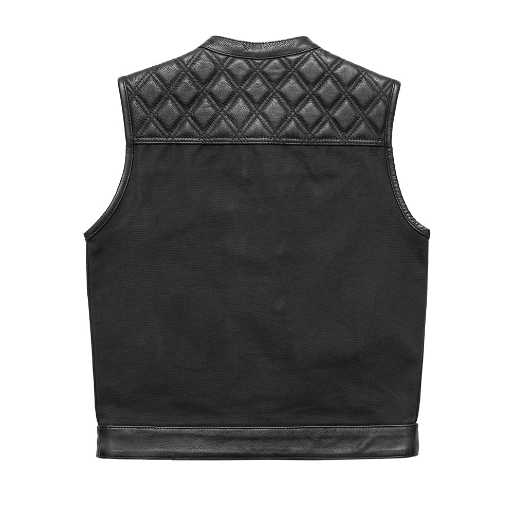 Back View: Quilted Cowhide, Black Stitching, Stylish Club Vest