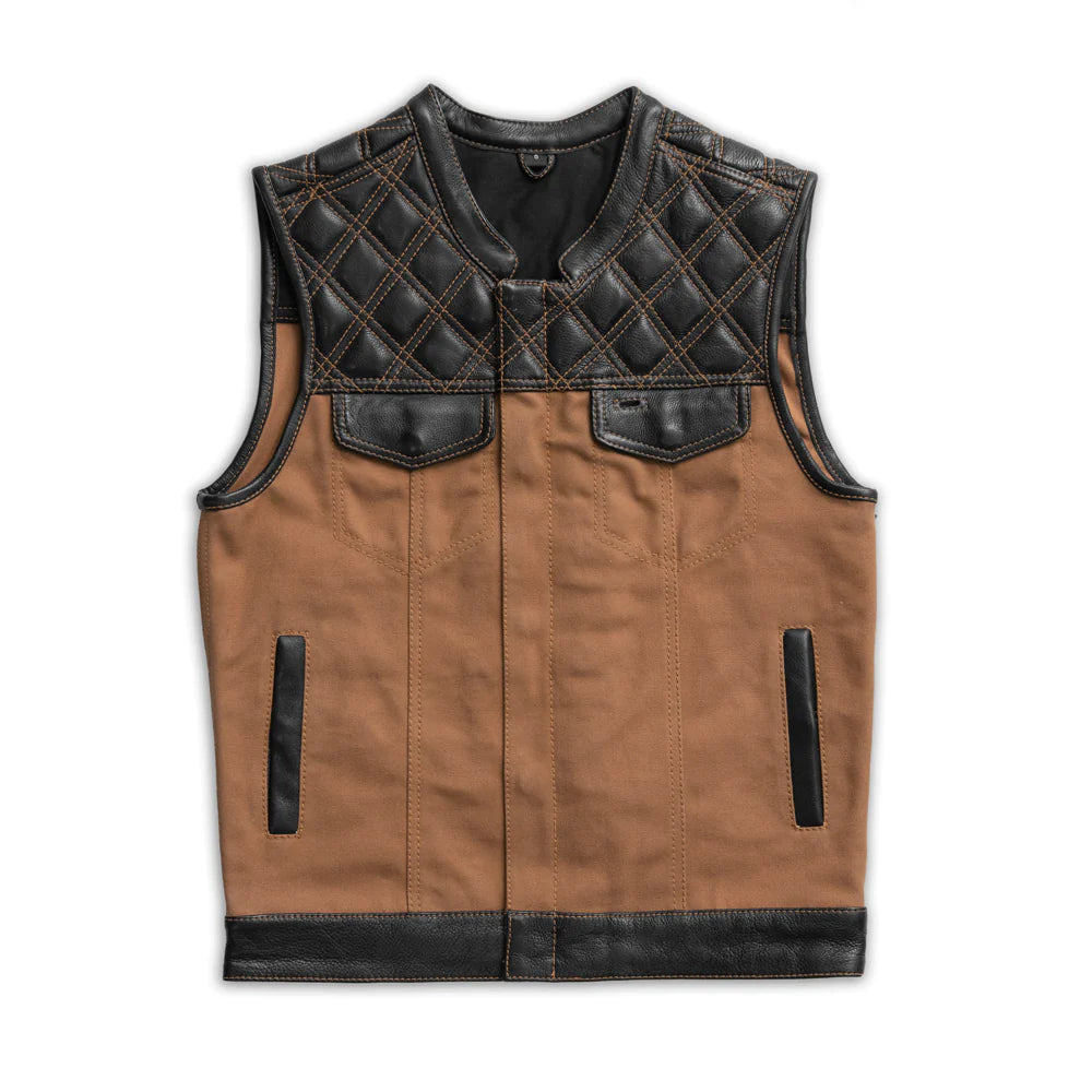 Hunt Club Vest: Leather Shoulders, Conceal Carry, 20oz Canvas. Free Shipping.