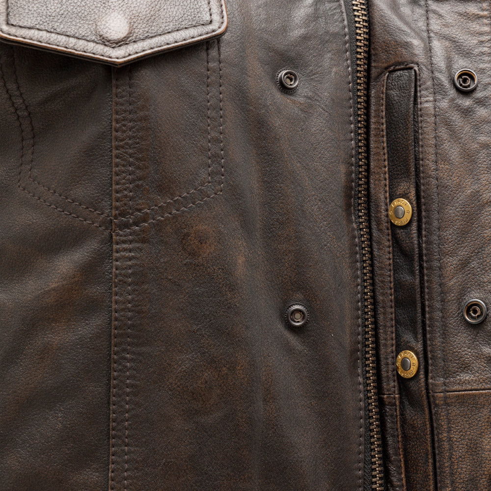 Sharp Shooter Men's Motorcycle Leather Vest (Brown)