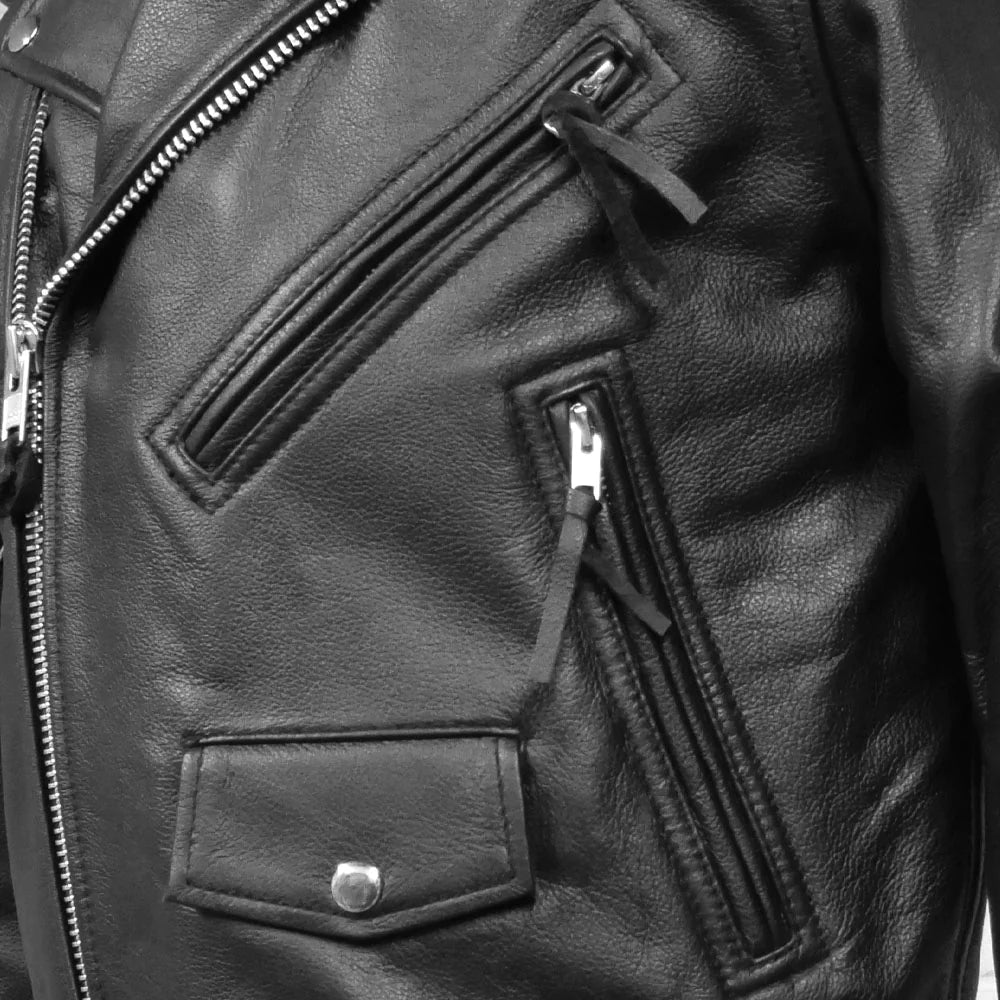 Classic Brando Jacket - Side View - 3 Pockets - Leather
