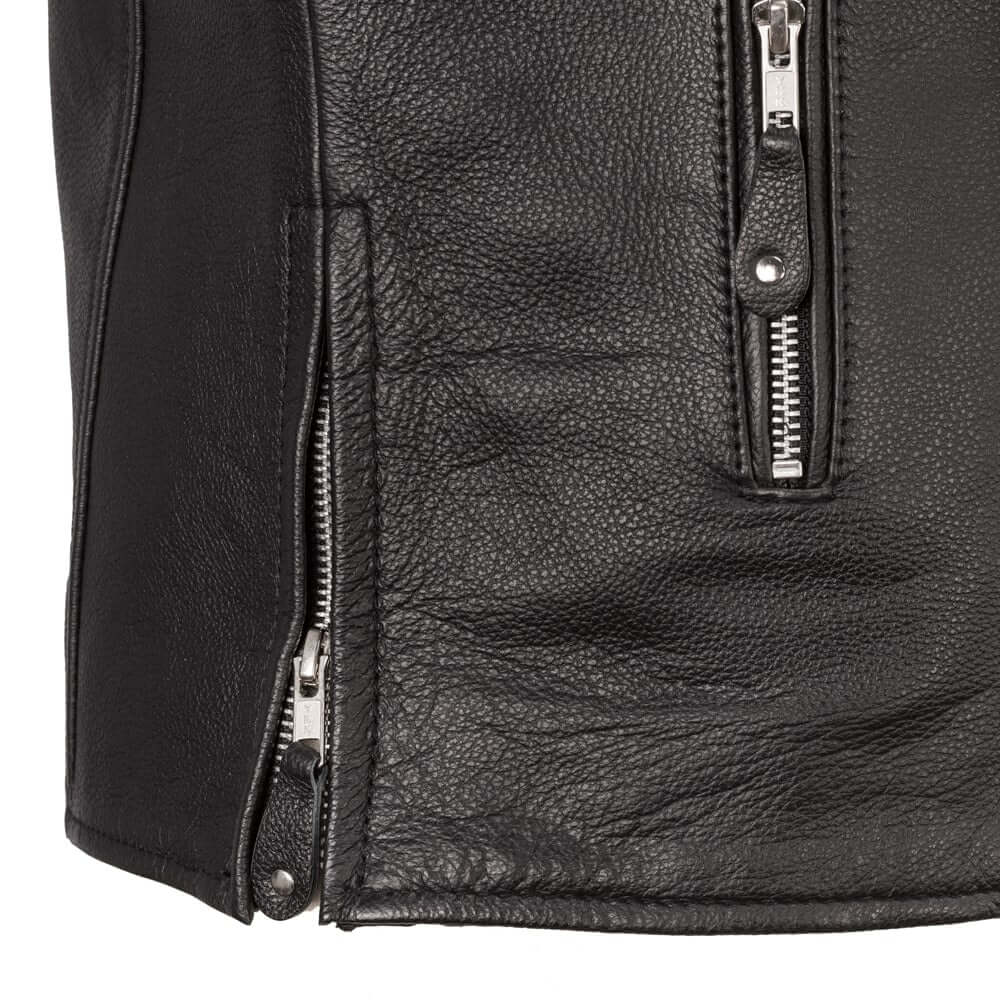 Ace-Men's Leather Jacket Side zipper