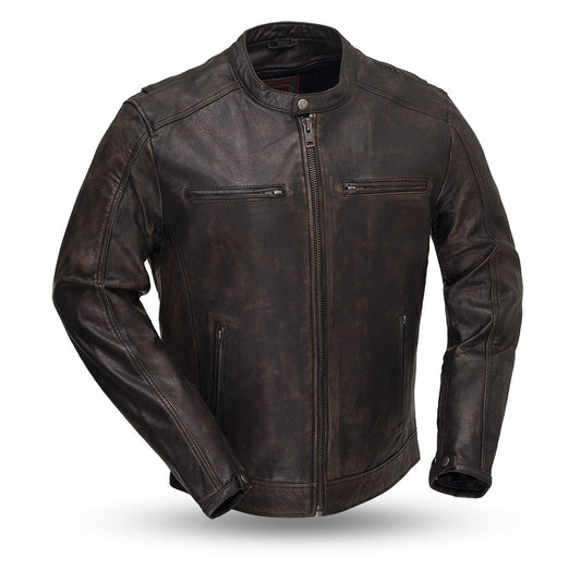  Front view of Hipster Men's Motorcycle Leather Jacket, stylish, modern design