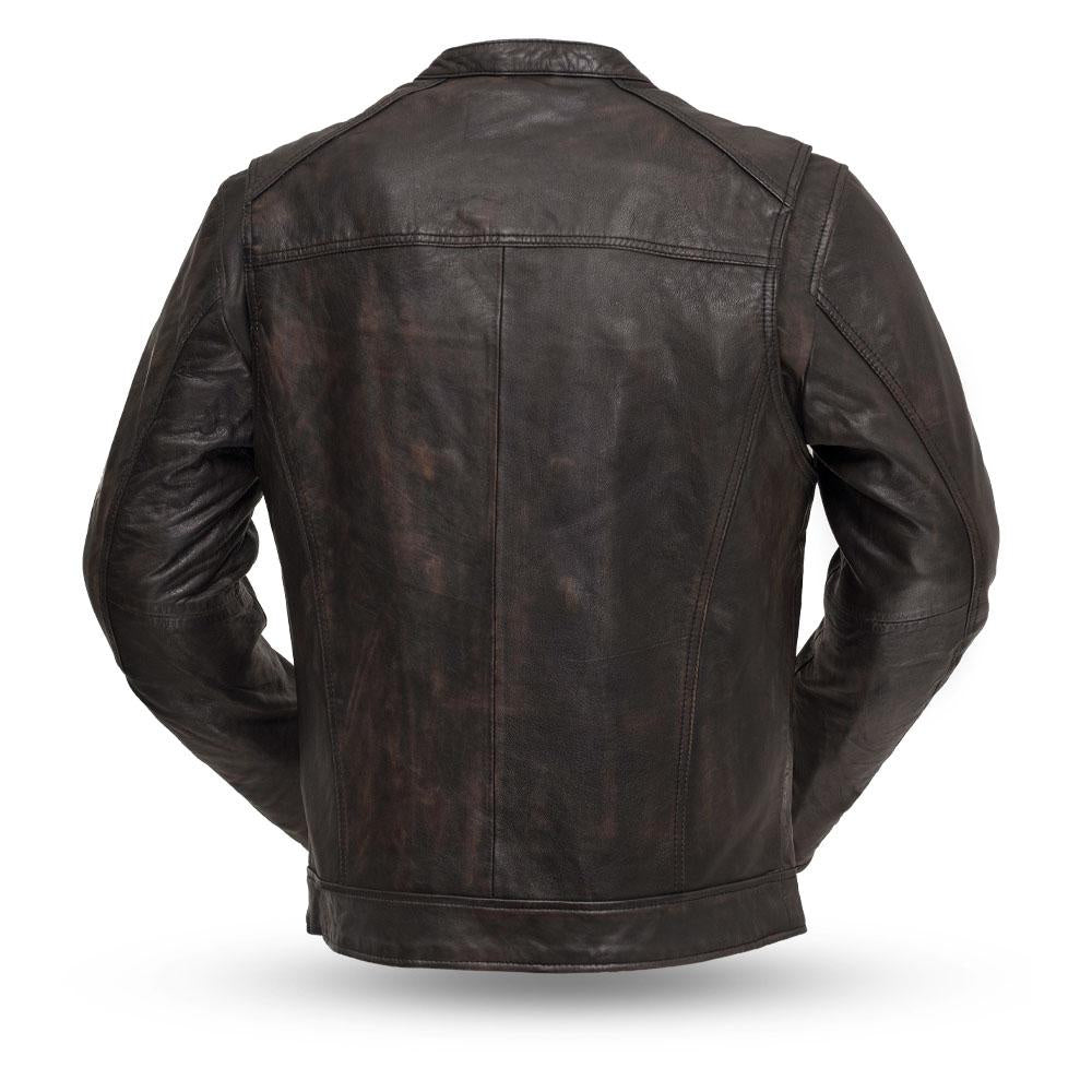  Back view of Hipster Men's Motorcycle Leather Jacket, sleek, contemporary design