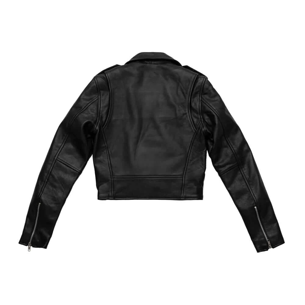Back view of Imogen Women's Fashion Motorcycle Leather Jacket, elegant styling, premium leather